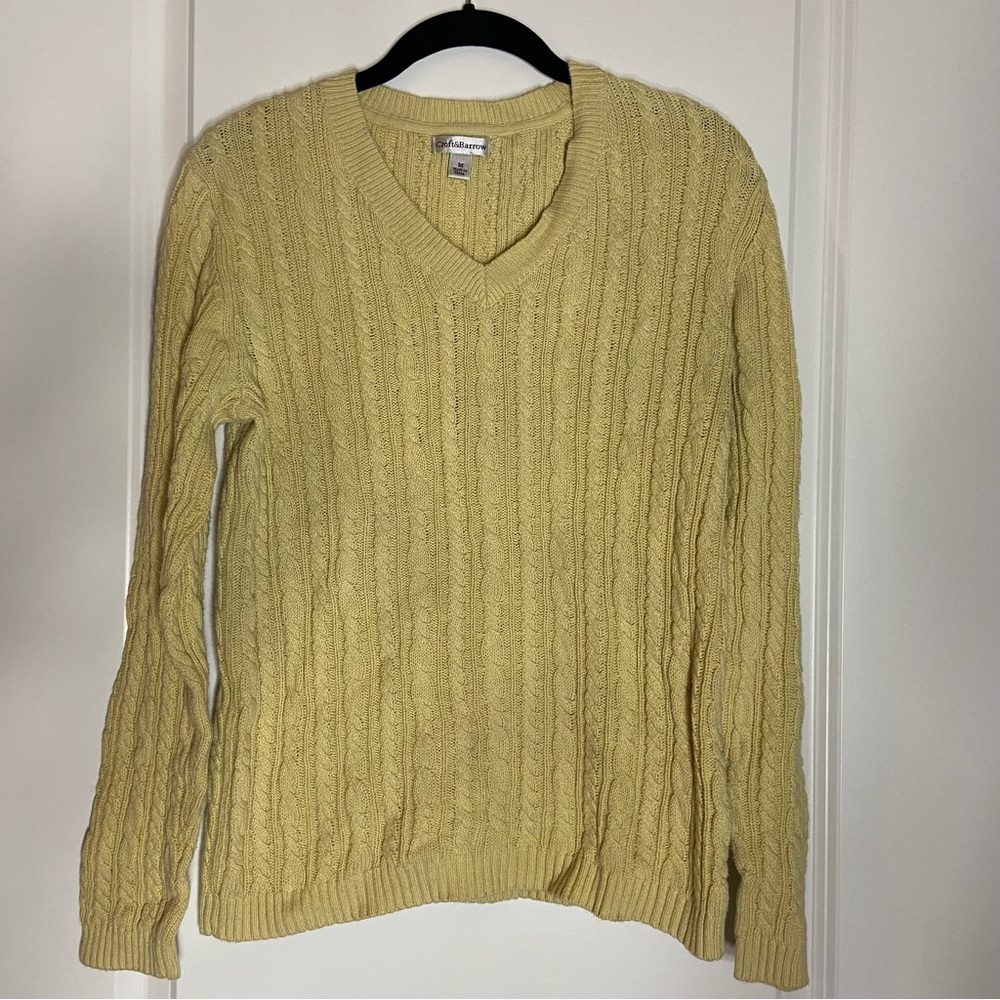 Croft & Barrow Pullover Sweater, Women’s Size M, Yellow Winter Cozy V-Neck